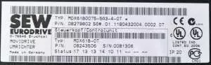 Frequenzumrichter MDX61B0075-5A3-4-0T Typenschild